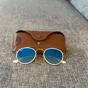 Ray-Ban Gold Frame with Blue Lenses Sunglasses